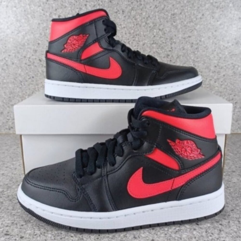 Nike Air Jordan 1 Mid "Siren Red" Black Sneakers Shoes